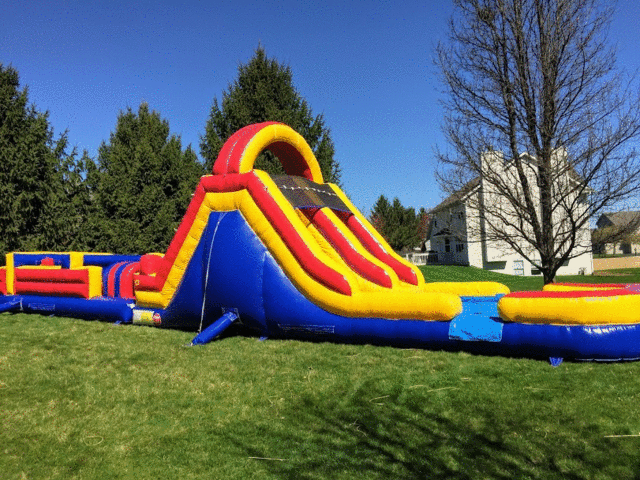 55 FT Obstacle Course W/ Double Lane Slide 