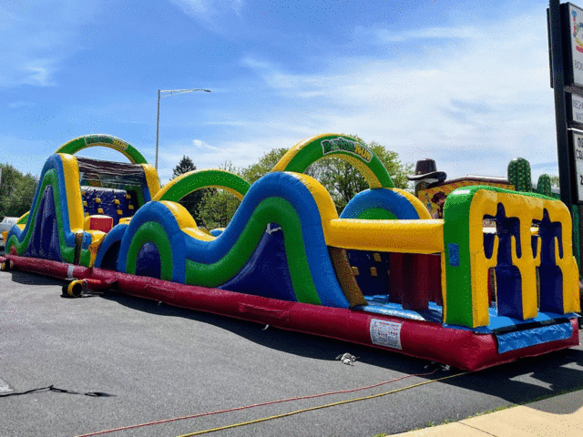 70' Challenge Obstacle Course W/ Double Lane Slide