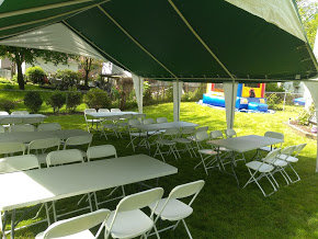 20x20 Economy Frame Tent Package for 30  (5 6ft Tables and 30 Chairs)