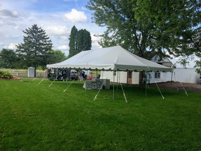20x40 Pole Tent Package for 100 (14 6ft Tables and 100 Chairs)