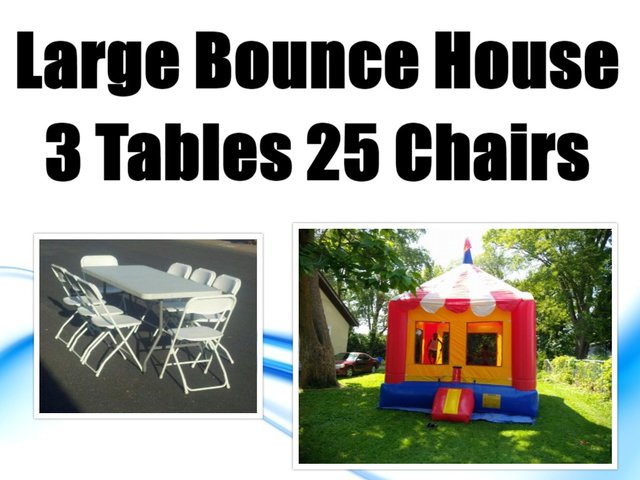 Large Bounce House Party Package (3 6ft Tables and 25 Chairs)