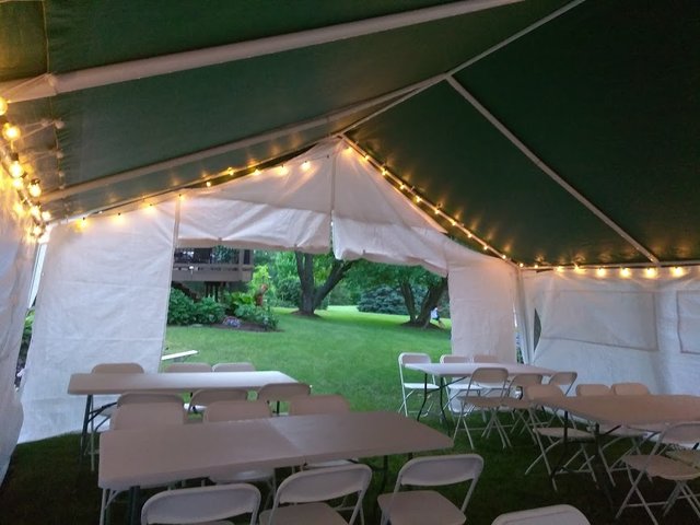 20x20 Economy Frame Tent Package for 50 with Sidewalls