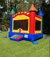 Colorful Large Bounce House W/Basketball Hoop