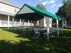 20x20 Economy Frame Tent Package for 50 (8 6ft Tables and 50 Chairs)