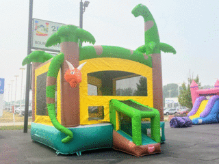 Jurassic Dinosaur XL Bounce House With Basketball Hoop & Obstacles