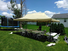 10x20 Popup Tent Package for 20  (3 6ft Tables and 20 Chairs)