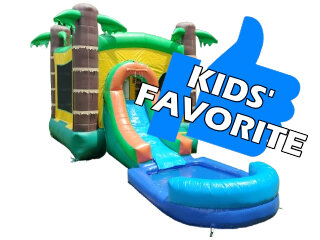 6-in-1 Tropical Bounce House Rental with Water Slide