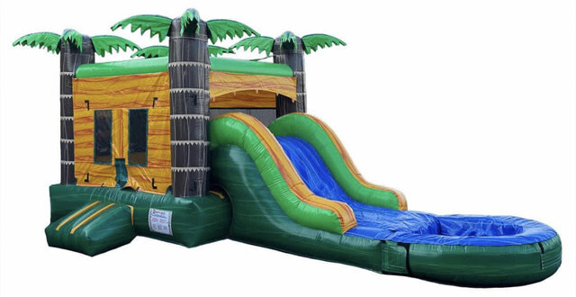13ft x 28ft 🌴 Tropical oasis🌴 Bounce House W/Pool💦