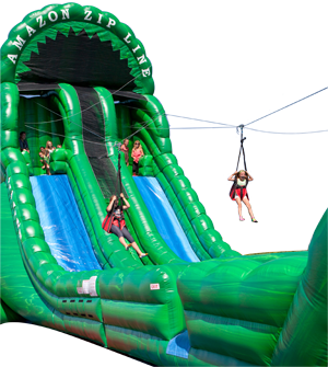 Ride down the Inflatable Zipline Falls Ride down the Inflatable Zipline Falls