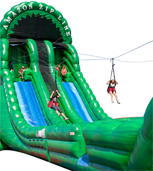 Ride down the Inflatable Zipline Falls