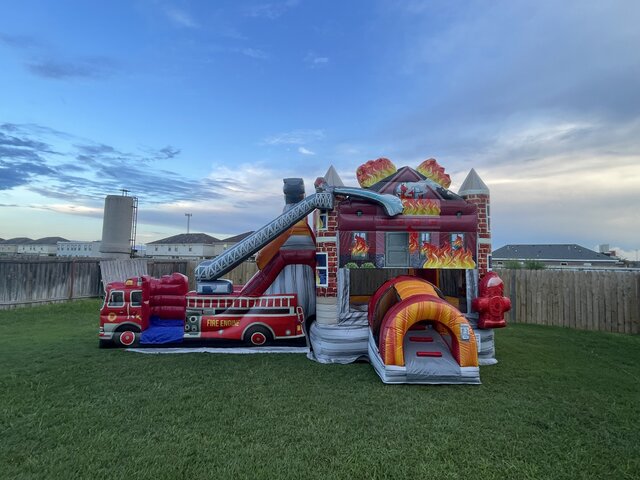 Fire House Bounce House with Slide 