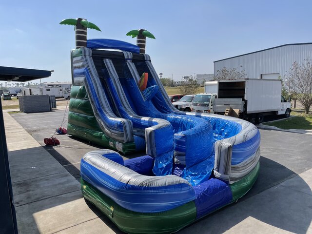 22ft Tropical Double Lane Curve Water Slide