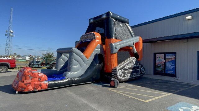 Skid Loader Bounce House with Water Slide