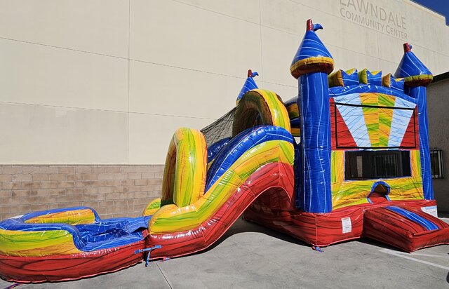 carnival themed waterslide combo basketball hoop inside 13x30  