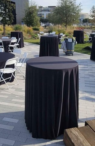 black round table linen size 120