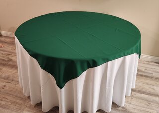 Hunter Green Overlay with White Tablecloth for 60" round table