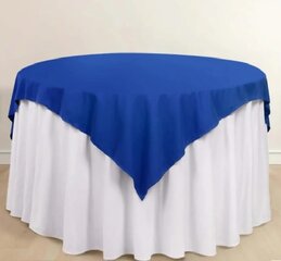 Royal Blue Overlay with White Tablecloth for 60" round table