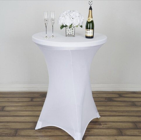 Cocktail Table Cover - White Spandex