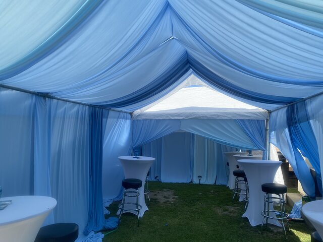 20x30 shades of blue tent w draping 