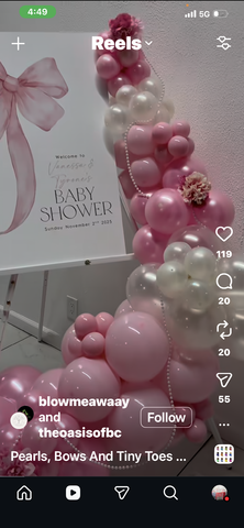 Pink balloon garland easel 