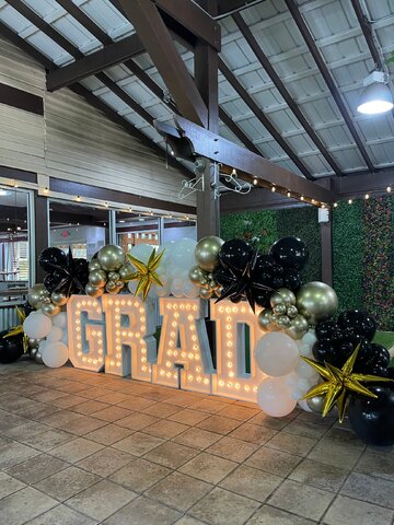 Marquee Light Letter GRAD w balloons 