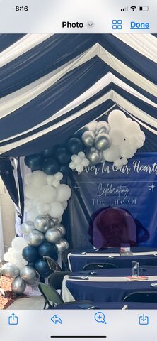 balloon garland  navy white and silver 