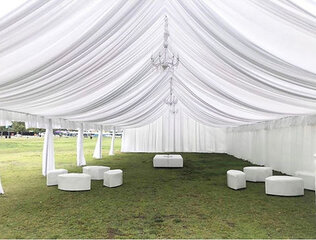 30x40 tent w draping white 