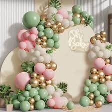 Pink sage green balloon garland 