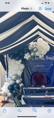 balloon garland  navy white and silver 