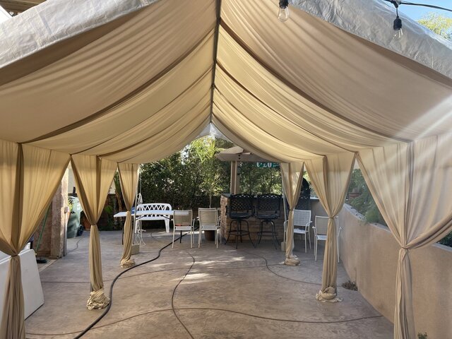 Tan Khaki Tent with draping  20x40 