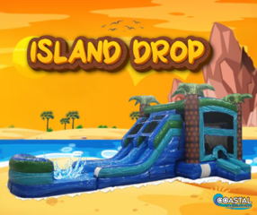 Island Drop Bounce House and Dual Lane Slide