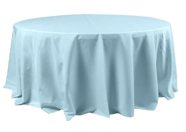 Polyester Light Blue 120 Round Tablecloth