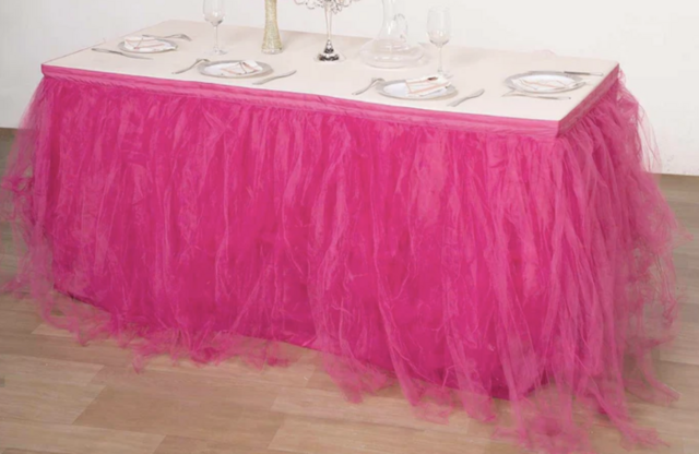 14ft Tutu Fuchsia Table Skirt