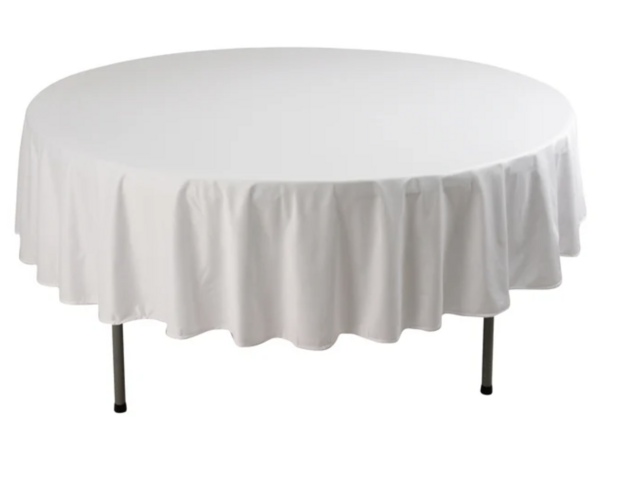 Polyester White 90 Round Tablecloth