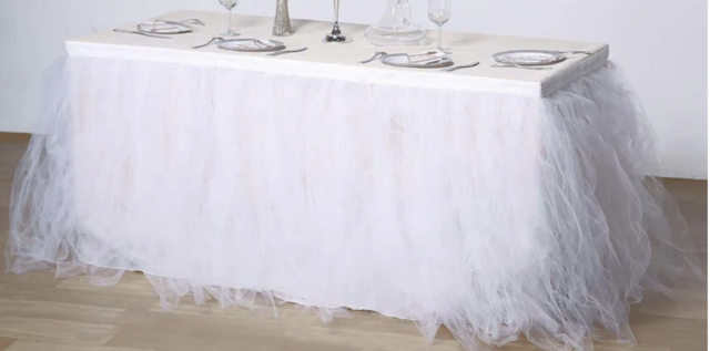 14ft Tutu White Table Skirt