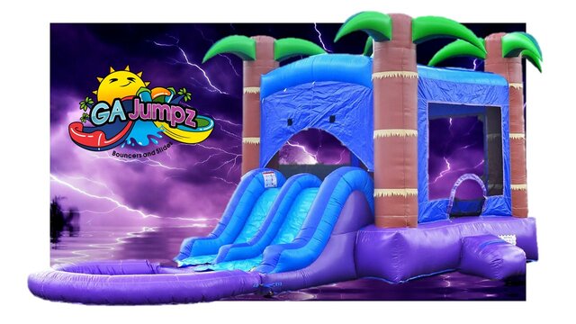 Tropical Rainforest Combo Bounce House and Water Slide