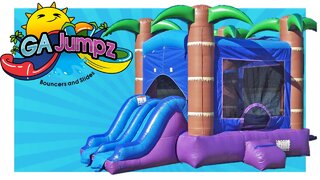 Tropical Rainforest Combo Bounce House and Slide