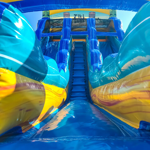 blue huge double lane water slide North Port Venice Florida 