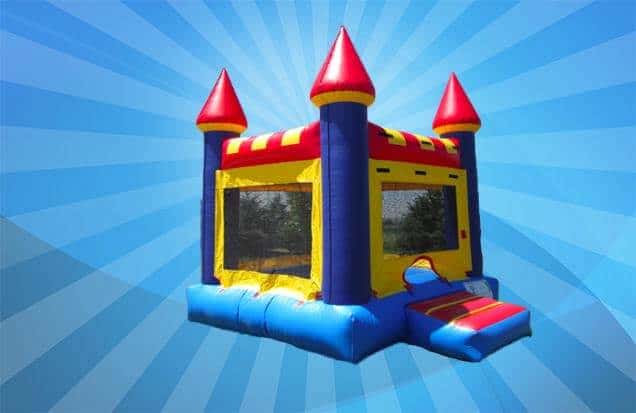 Bounce castle against blue background. Bounce castle against blue background.