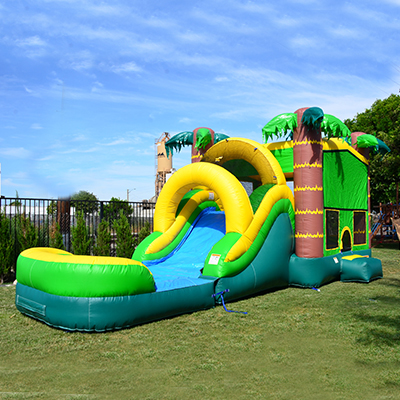 Inflatable water slide on a sunny day. Inflatable water slide on a sunny day.