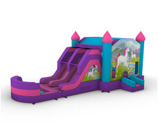 Unicorn Bounce House With Double Slide