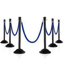 125ft of Stanchions with Blue Velvet Ropes with 25ft of Blue Event Carpet Runner