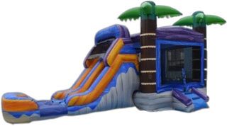 Dual Lane CARIBBEAN Bounce House and Slide COMBO 