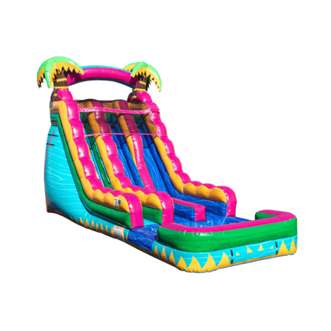 Teal Crush - 18FT Dual-Lane Water Slide with Pool (Wet)