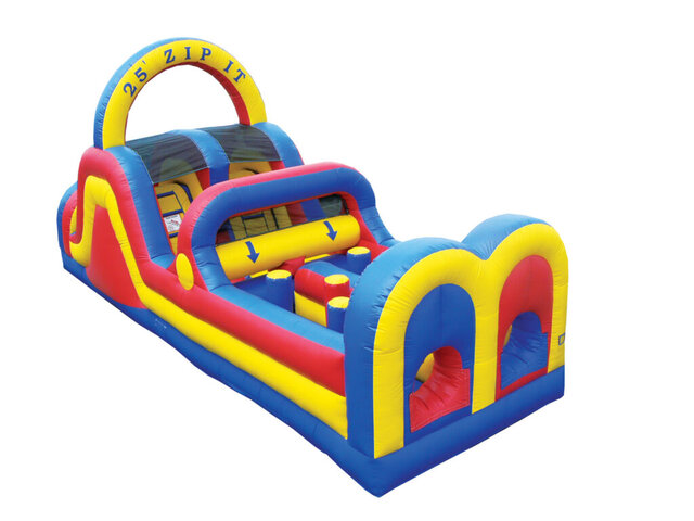 Zip It Obstacle Course with Climbing Walls and Slide