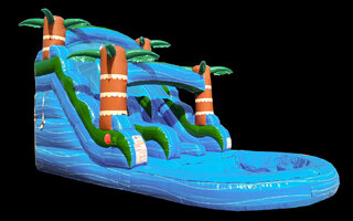 15′ Blue Hurricane Dual Water Slide with Pool