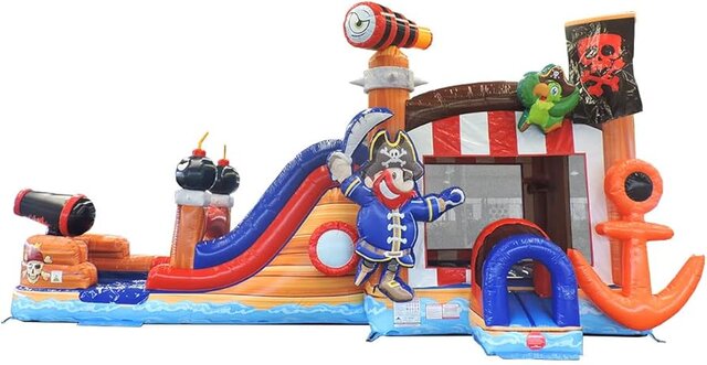 Mega Pirate Ship Inflatable Water Slide Bounce House Combo