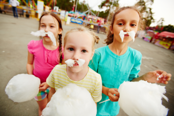 Children Enjoying Cotton Candy