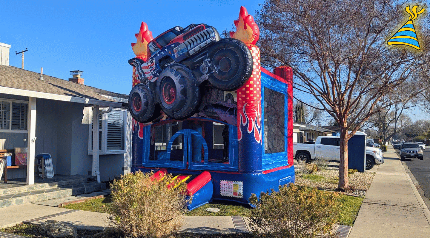 monster truck inflatable for kids birthday party