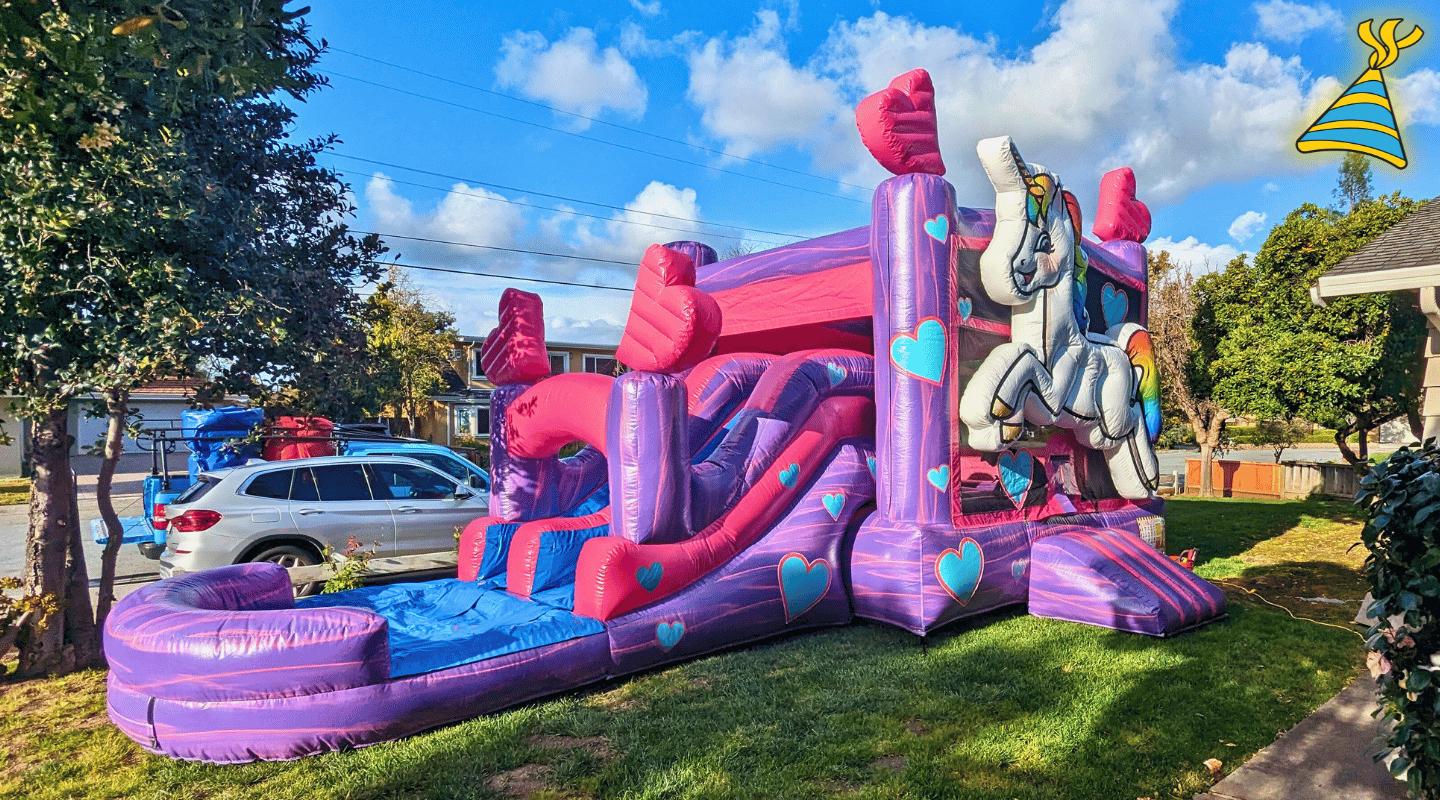 Unicorn Bounce House With A Slide